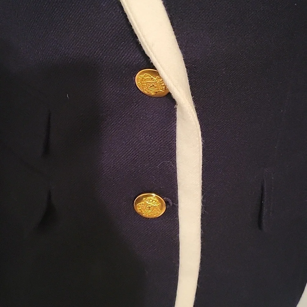 J Crew Wool Women's Navy and Cream Macking Blazer - Picture 3 of 5